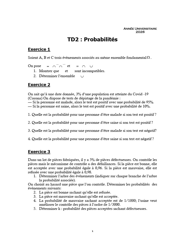 Serie 2 Polytech 2026 | PDF | Pneumatique (véhicule) | Probabilité