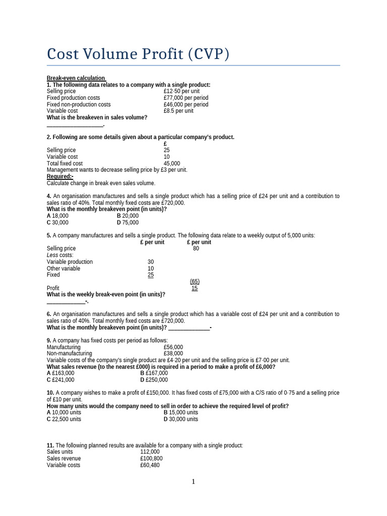 Cost Volume Profit and Relevant Costing | PDF