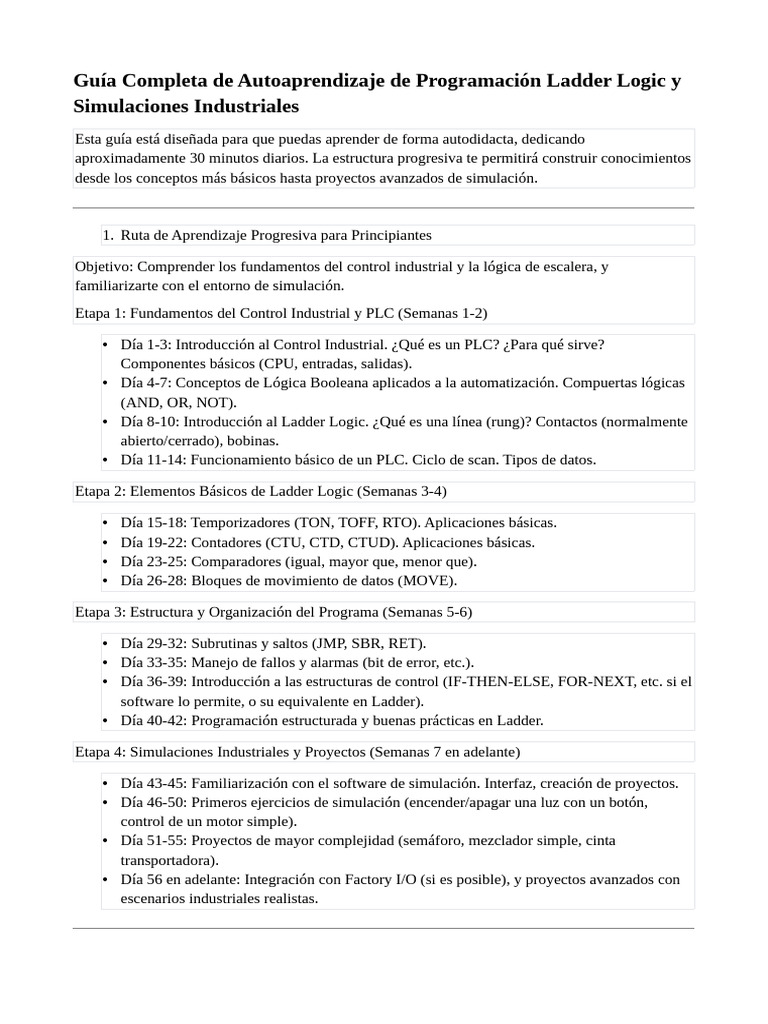 Guía para Aprender A Programar y Configurar en PLC | PDF | Controlador ...