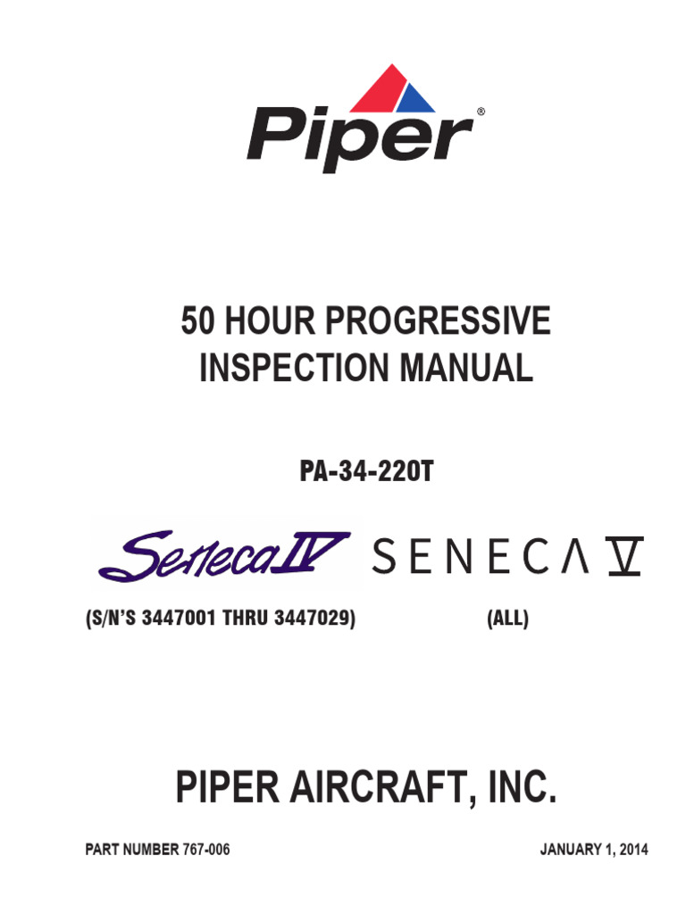 50 Hour Progressive Inspection Manual (Sn's 3447001 Thru 3447029) | PDF ...