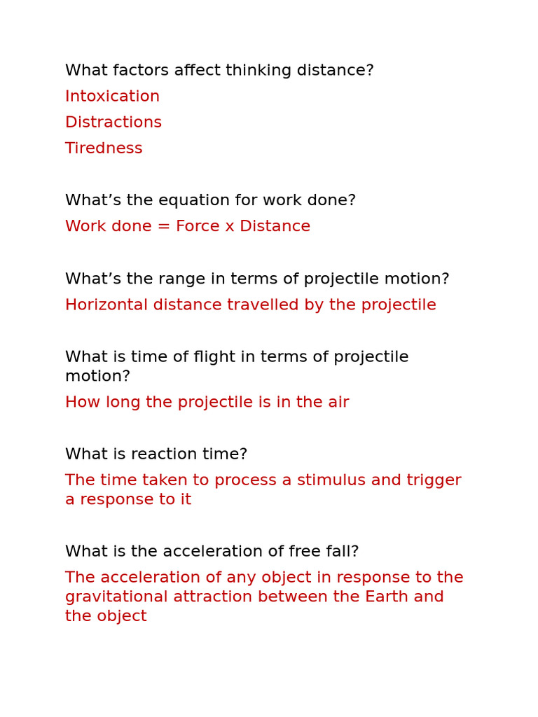 What Factors Affect Thinking Distance? | PDF