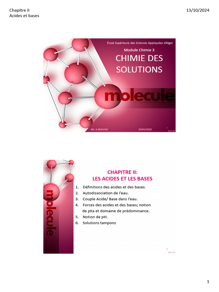 Cours Chapitre2 Acides Et Bases Partie I | PDF | Acide | Constante d ...