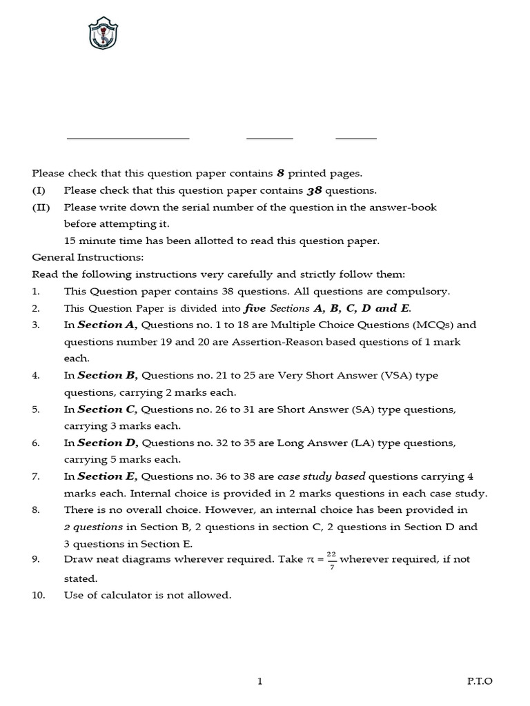 Class X Math Basic Pb3 QP | PDF | Area | Circle