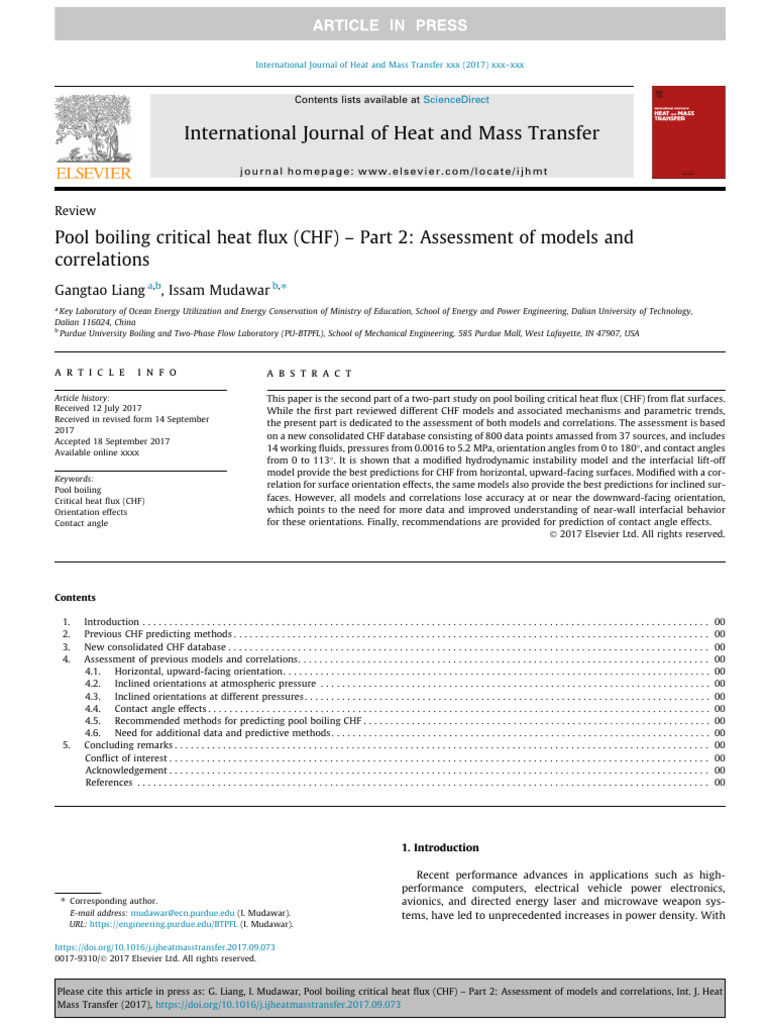 Pool Boiling Critical Heat Flux (CHF) - Part 2 Assessment of Models and ...