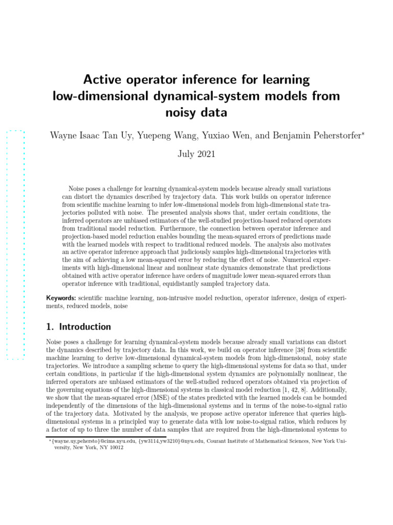 Active Operator Inference For Learning Low-Dimensional Dynamical-System ...