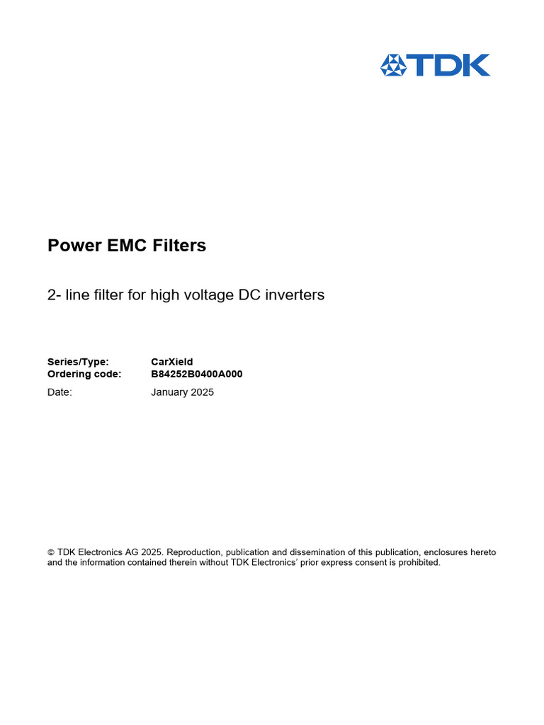 Power EMC Filters: 2-Line Filter For High Voltage DC Inverters | PDF ...