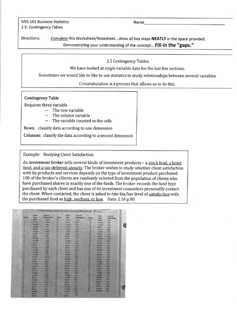 161 2.5 WS Contingency Tables | PDF