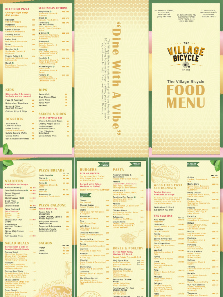 The Village Bicycle Food Menu A3 03 | PDF