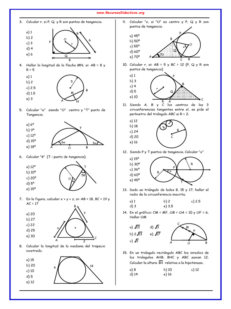 Problemas de Circunferencia para Cuarto de Secundaria 4 | PDF ...