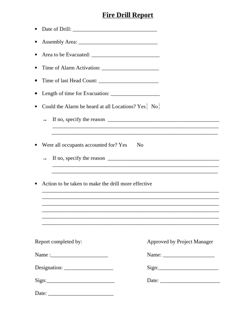 Fire Drill Report | PDF