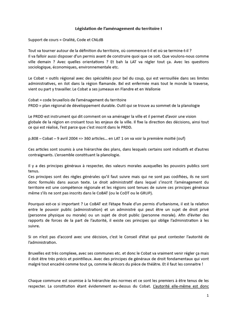 Législation de L'aménégement I - LAT1 | PDF