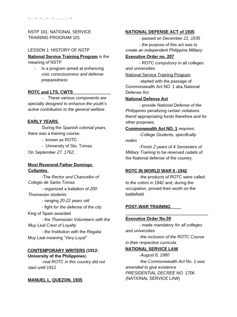 NSTP 101 First Sem Midterm Notes | PDF