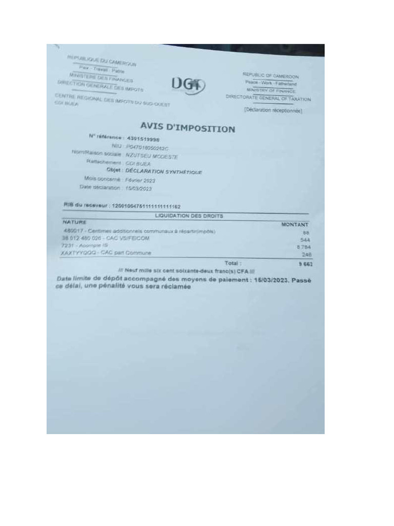 Avis D'inposition | PDF