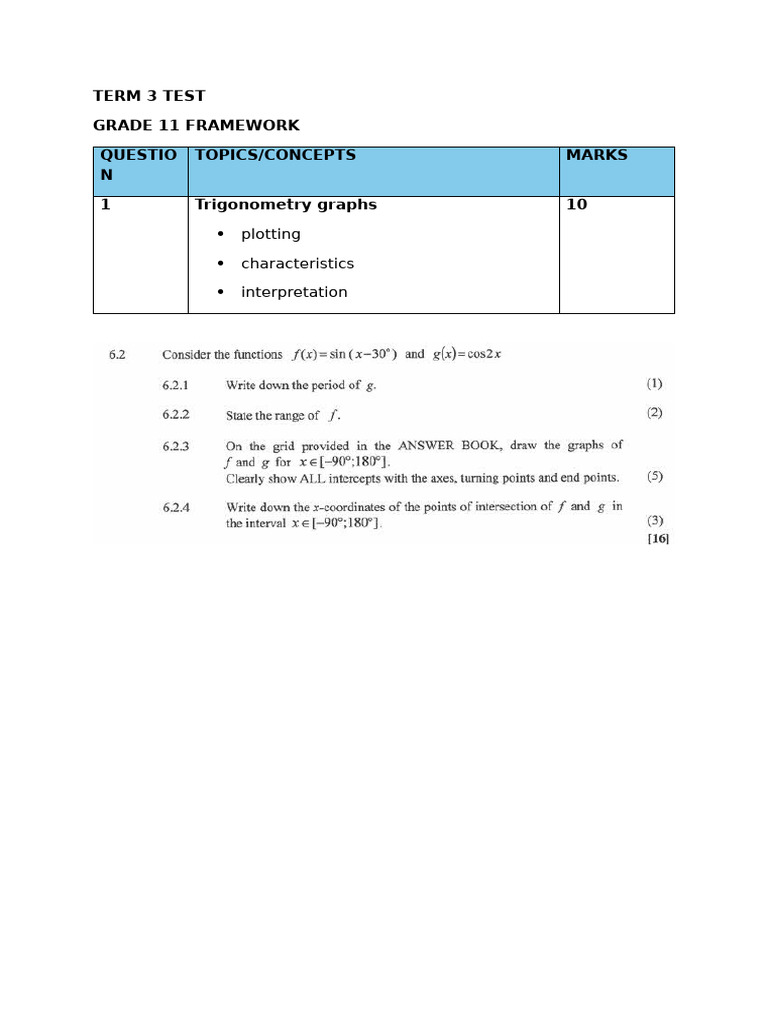 Practice Questions Term 3 Test GR 11 2025 | PDF