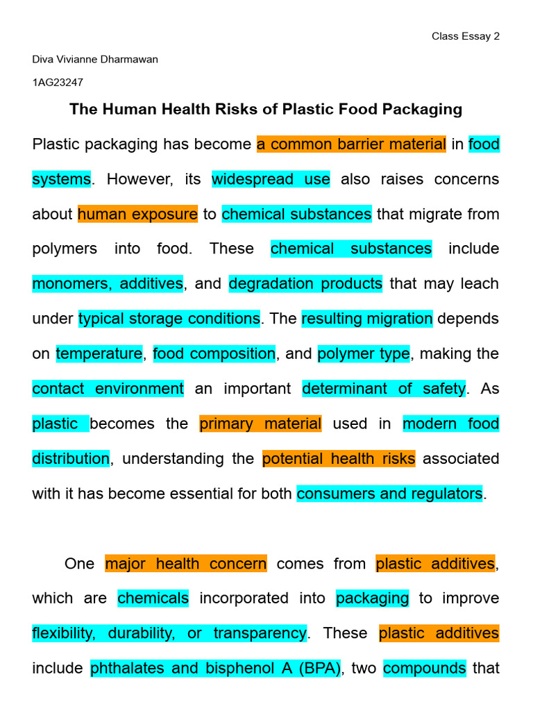The Human Health Risks of Plastic Food Packaging | PDF | Plastic ...