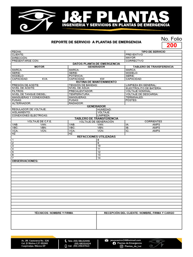 Reporte de Servicio Actual | PDF | Energia electrica | Ingenieria Eléctrica
