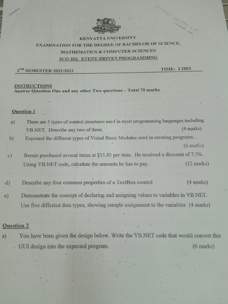 SCO 202 Past Papers | PDF | Software Development | Computing