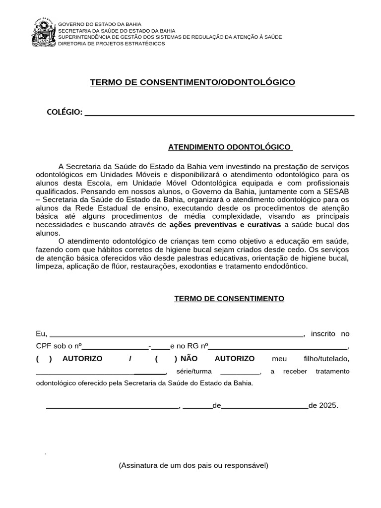 3 - Termo de Consentimento 2025 MODELO | PDF