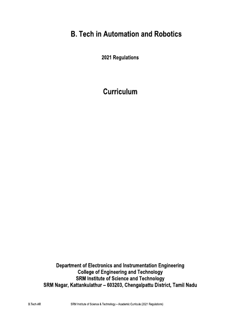 SRM Robotics and Automation | PDF