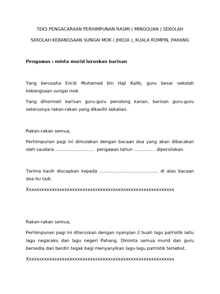 Teks Pengacaraan Perhimpunan Rasmi | PDF