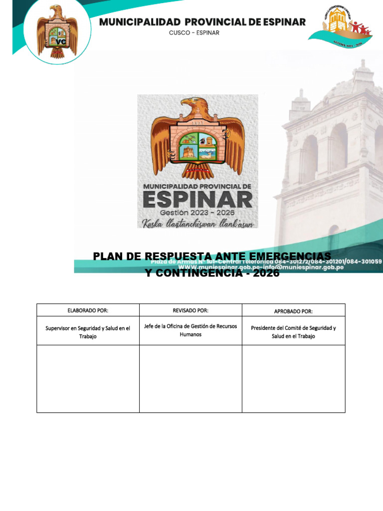 Plan de Contingencia | PDF | Seguridad y salud ocupacional | Temblores
