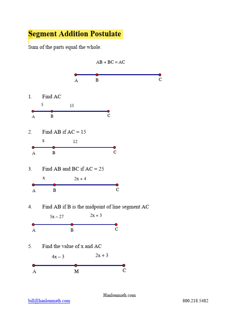 Segment Addition Postulate-1 | PDF