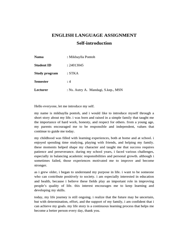 Mikha - English Language Assignment | PDF