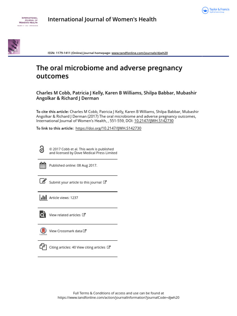 The Oral Microbiome and Adverse Pregnancy Outcomes | PDF | Preterm ...