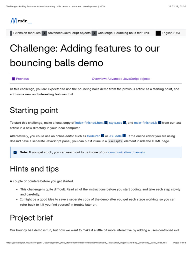 Challenge: Adding Features To Our Bouncing Balls Demo | PDF | Computing ...