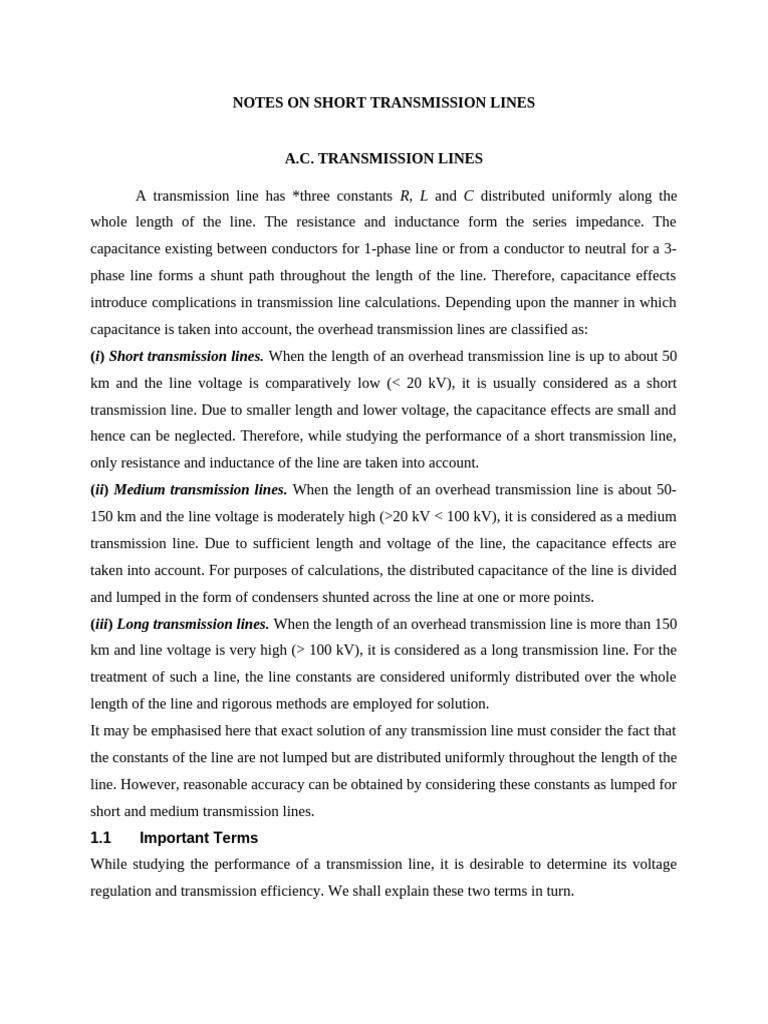 Short Transmission Lines | PDF | Electric Power Transmission ...