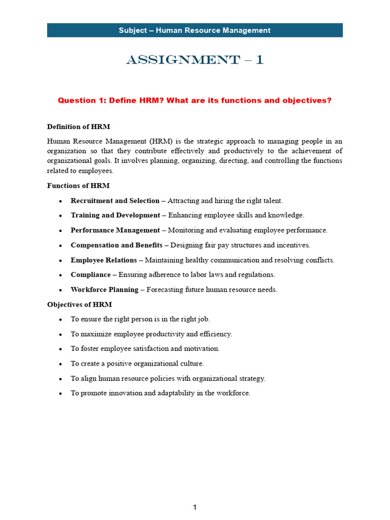 Aam Mba HRM Assignment1,2 | PDF | Human Resource Management | Employment