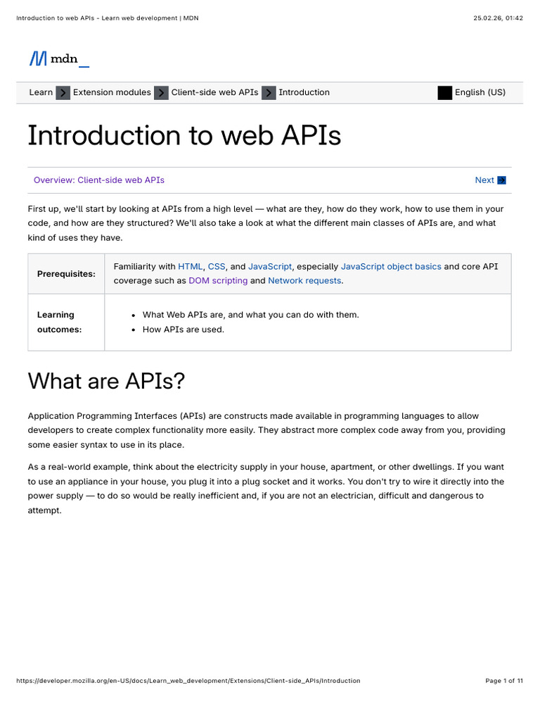 Introduction To Web APIs | PDF | Java Script | Document Object Model