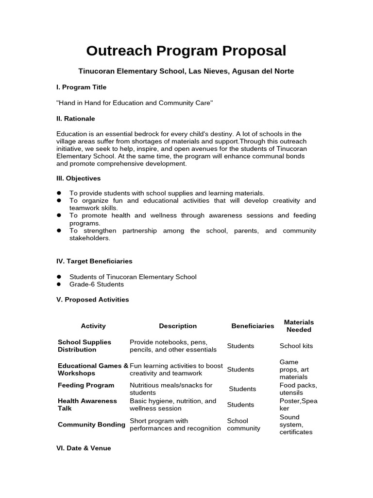 Outreach Program Proposal | PDF