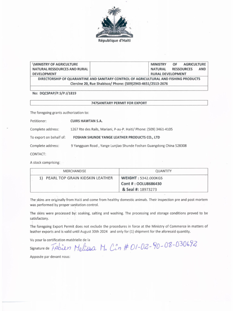 Sanitary Permit | PDF