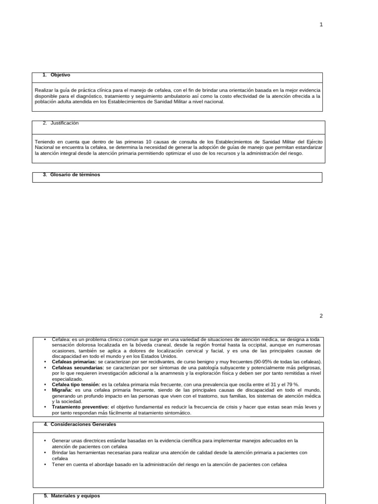 Protoco de Cefale | PDF | Dolor de cabeza | Migraña