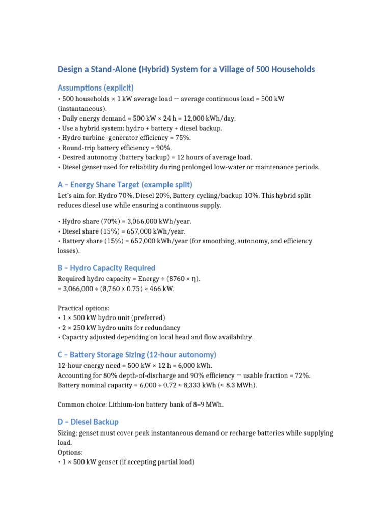 Hydro Battery Diesel Hybrid System v3 | PDF | Hydroelectricity ...