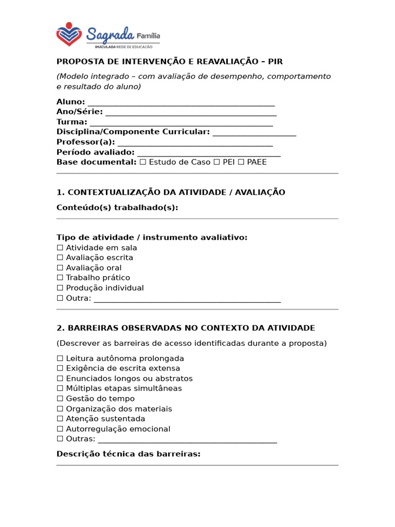 Modelo Pir Diferenciado | PDF | Escrita | Pedagogia