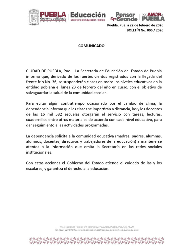 Comunicado 006 SEP 22 de Febrero 2026 | PDF