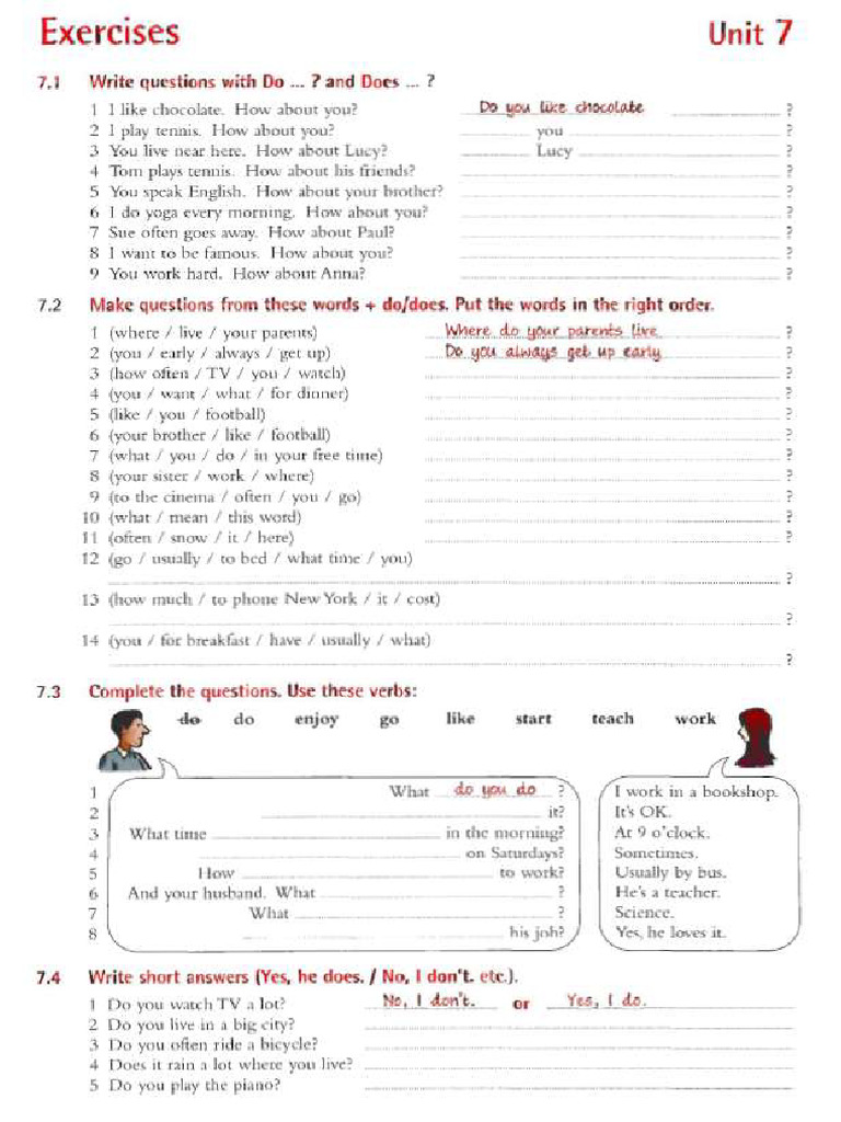 Questions Present Simple Exercises | PDF