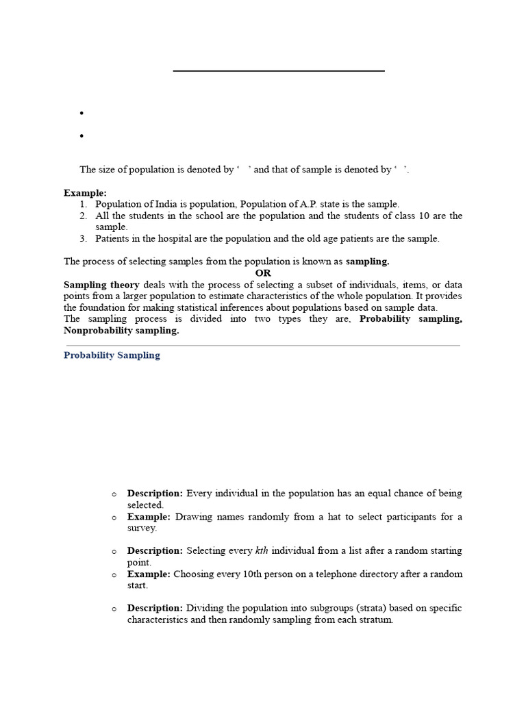 Introduction To Sampling Theory | PDF | Sampling (Statistics) | Student ...