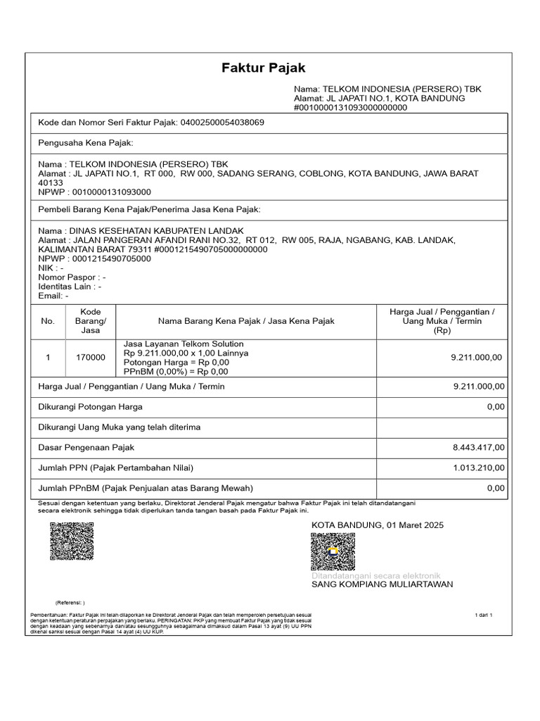 Tax Invoice Pajak Telkom Maret 2025 Normal In-Fo-Xsl ...