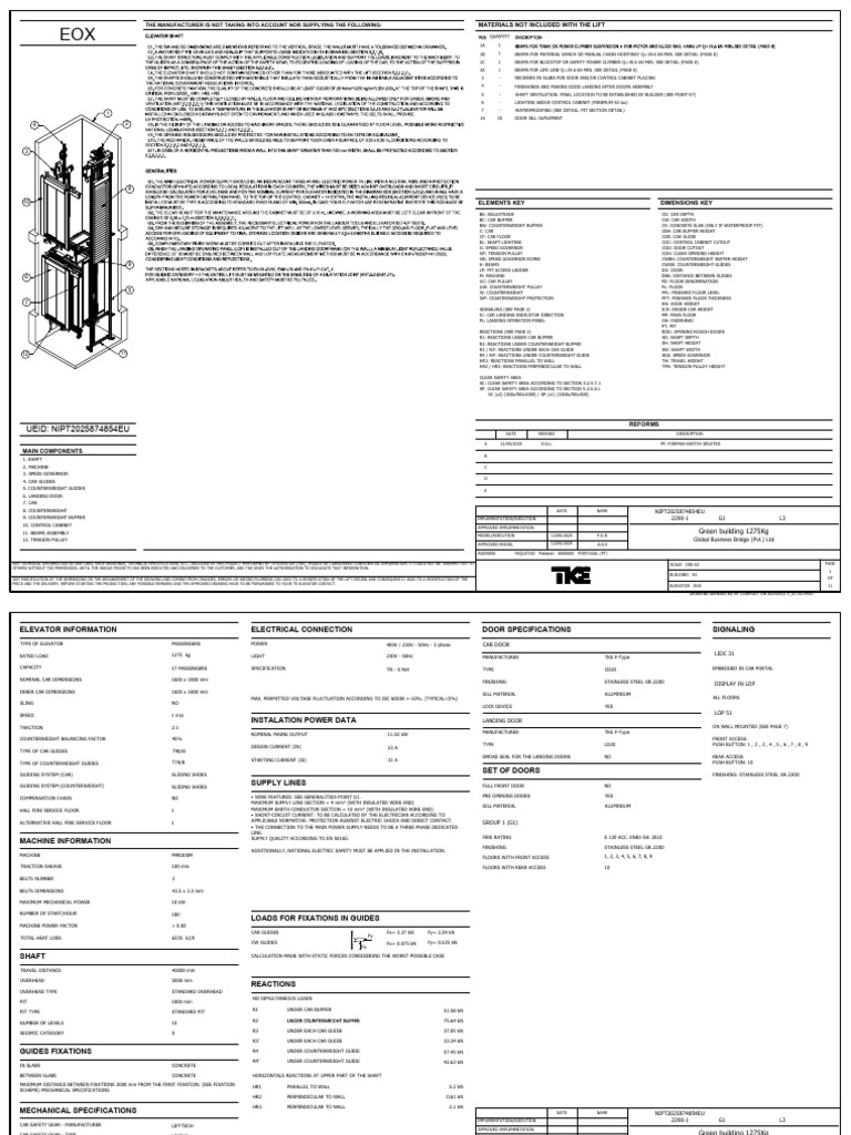 Cargo Elevator Drawings-Green Building - 110918 | PDF | Elevator ...