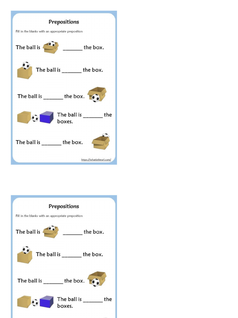 Preposition Worksheets Kls 2 | PDF