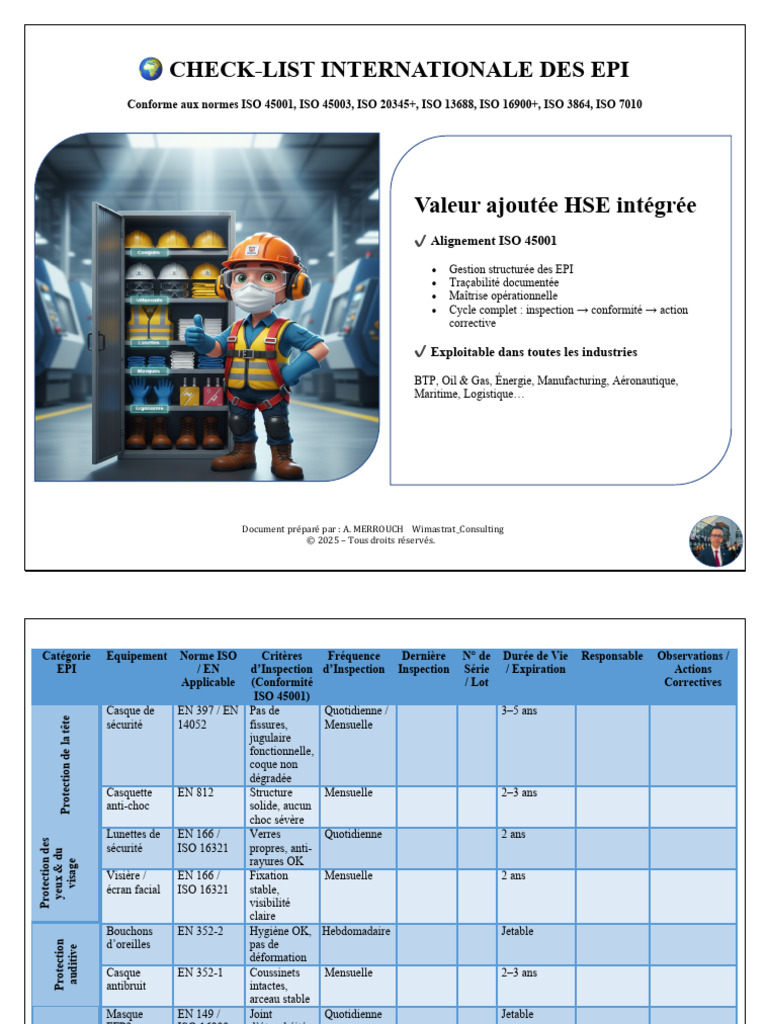? Check-List Internationale Des Epi | PDF | Équipement de protection ...