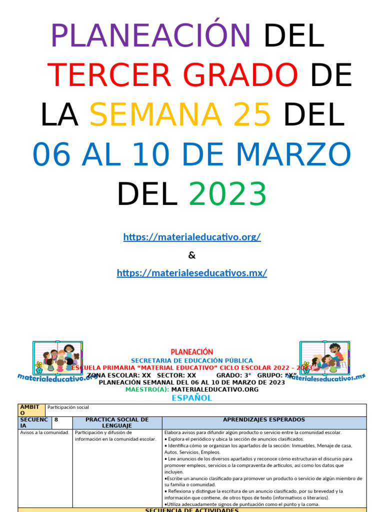 Plan Marzo 2023 | PDF | Educación primaria | Fuerza