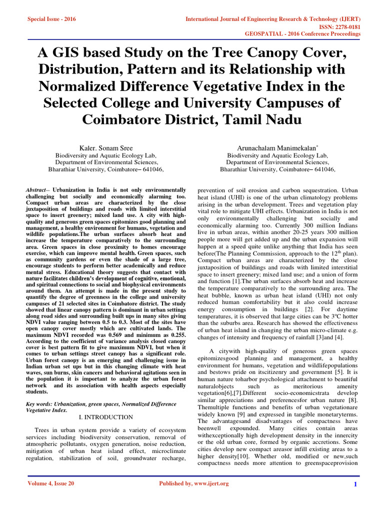 A GIS Based Study On The Tree Canopy Cov | PDF | Earth Sciences