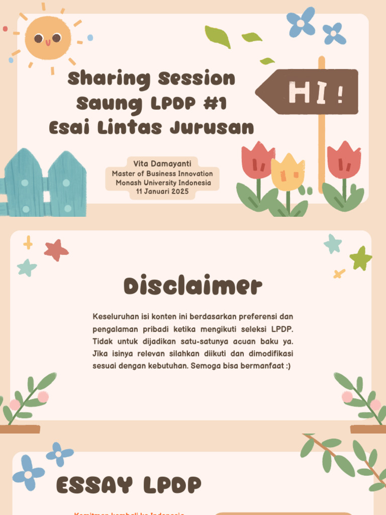 Vita Damayanti - Sharing Session Lintas Jurusan SAUNG LPDP 2025 | PDF