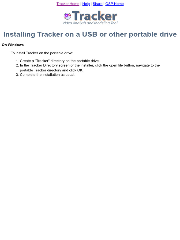Installing Tracker On A USB or Other Portable Drive | PDF