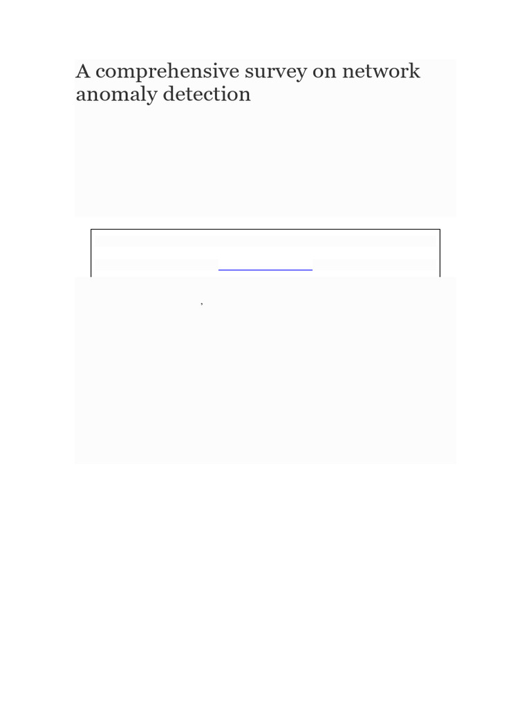 A Comprehensive Survey On Network Anomaly Detection LINK | PDF