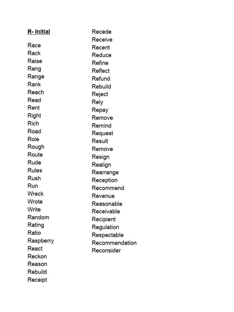 R - Initial, Medial, and Blends | PDF